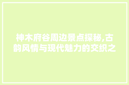 神木府谷周边景点探秘,古韵风情与现代魅力的交织之旅