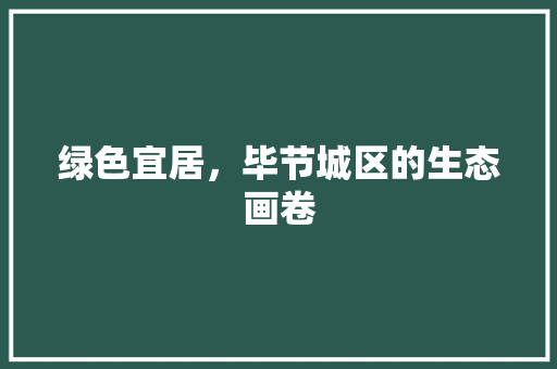 绿色宜居，毕节城区的生态画卷