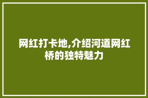 网红打卡地,介绍河道网红桥的独特魅力