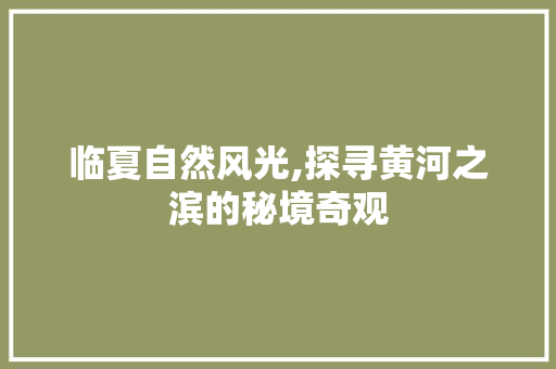 临夏自然风光,探寻黄河之滨的秘境奇观