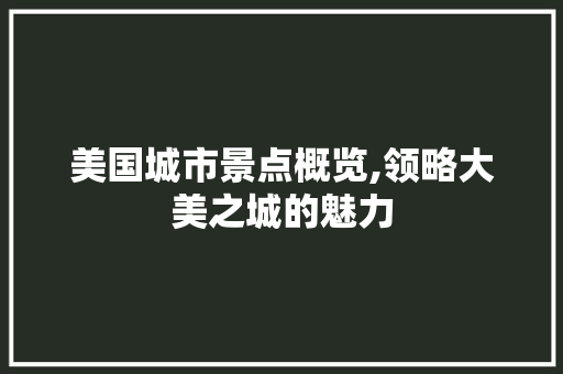 美国城市景点概览,领略大美之城的魅力