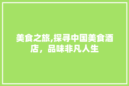 美食之旅,探寻中国美食酒店，品味非凡人生