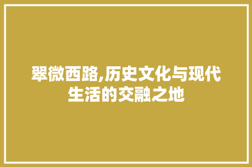 翠微西路,历史文化与现代生活的交融之地