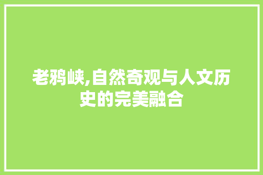 老鸦峡,自然奇观与人文历史的完美融合