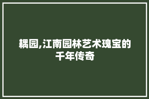 耦园,江南园林艺术瑰宝的千年传奇