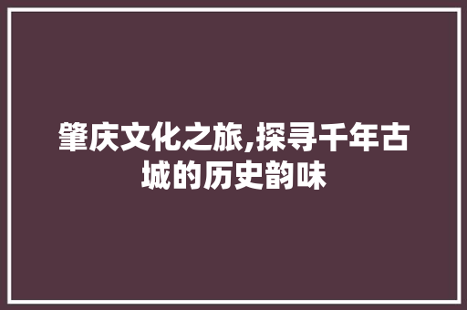 肇庆文化之旅,探寻千年古城的历史韵味