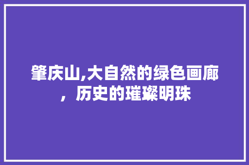 肇庆山,大自然的绿色画廊，历史的璀璨明珠