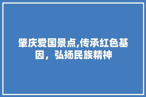 肇庆爱国景点,传承红色基因，弘扬民族精神