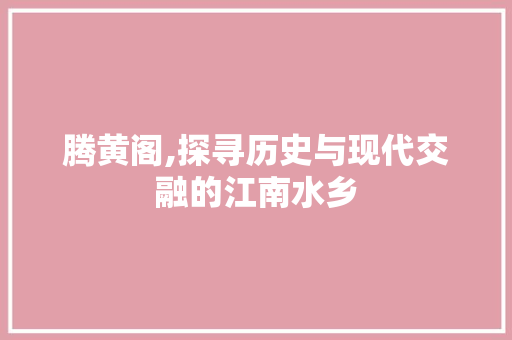 腾黄阁,探寻历史与现代交融的江南水乡