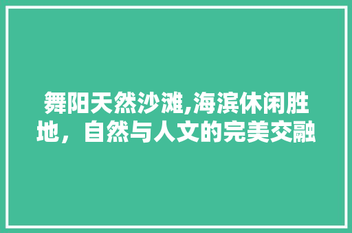 舞阳天然沙滩,海滨休闲胜地，自然与人文的完美交融