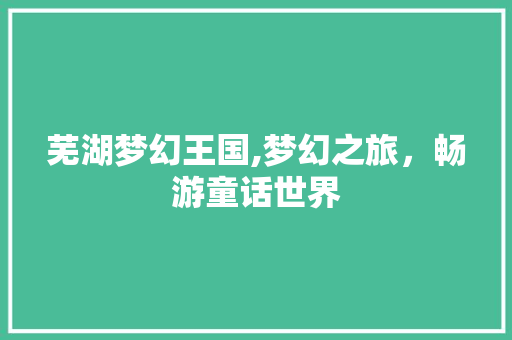 芜湖梦幻王国,梦幻之旅，畅游童话世界