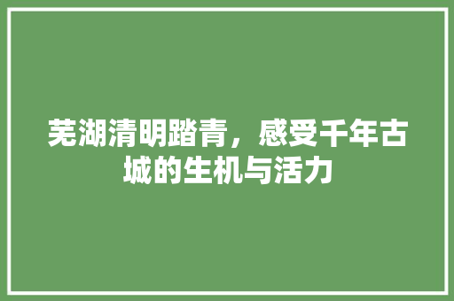 芜湖清明踏青，感受千年古城的生机与活力