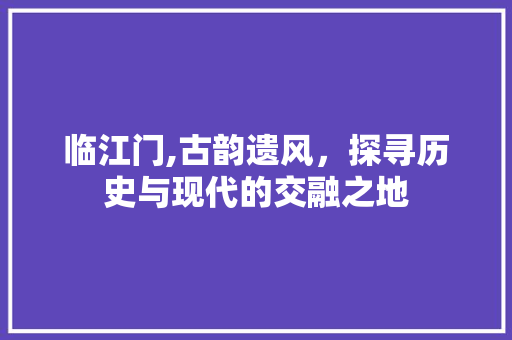 临江门,古韵遗风，探寻历史与现代的交融之地