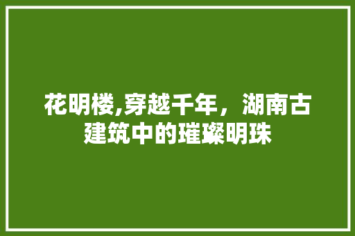 花明楼,穿越千年，湖南古建筑中的璀璨明珠