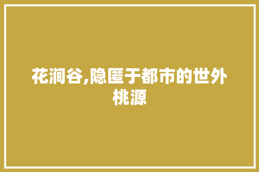 花涧谷,隐匿于都市的世外桃源