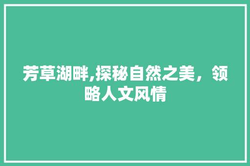 芳草湖畔,探秘自然之美，领略人文风情