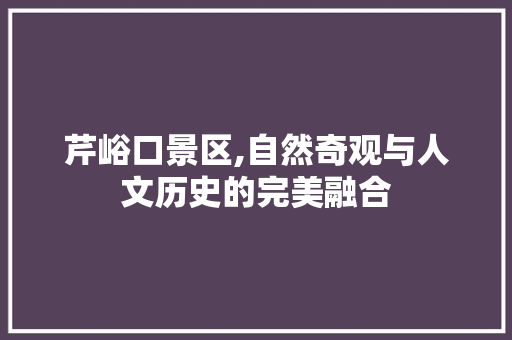 芹峪口景区,自然奇观与人文历史的完美融合