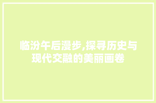 临汾午后漫步,探寻历史与现代交融的美丽画卷