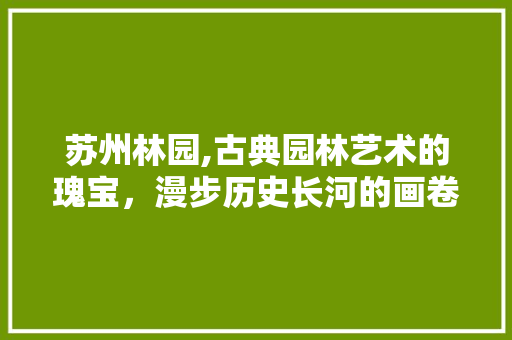 苏州林园,古典园林艺术的瑰宝，漫步历史长河的画卷