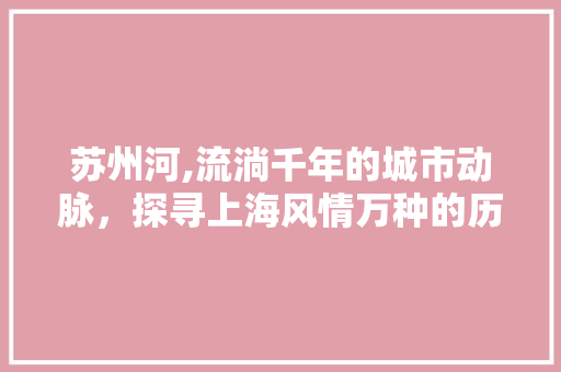 苏州河,流淌千年的城市动脉，探寻上海风情万种的历史印记