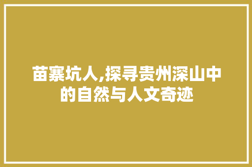 苗寨坑人,探寻贵州深山中的自然与人文奇迹