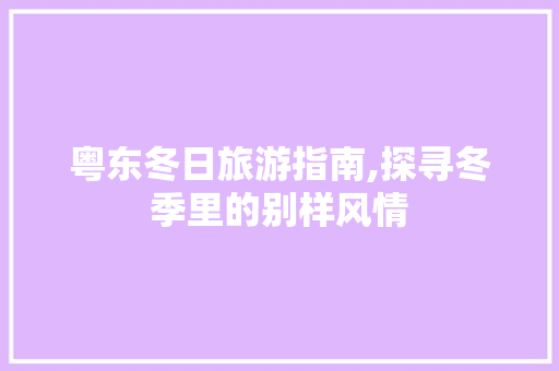 粤东冬日旅游指南,探寻冬季里的别样风情