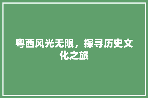 粤西风光无限，探寻历史文化之旅