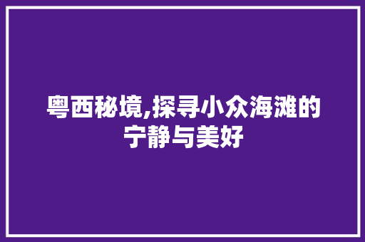 粤西秘境,探寻小众海滩的宁静与美好