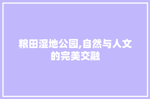 粮田湿地公园,自然与人文的完美交融