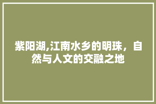 紫阳湖,江南水乡的明珠，自然与人文的交融之地