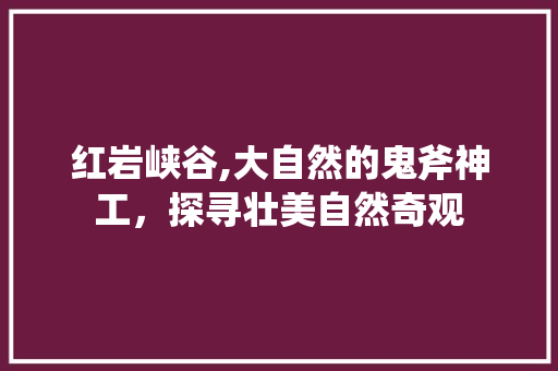 红岩峡谷,大自然的鬼斧神工，探寻壮美自然奇观