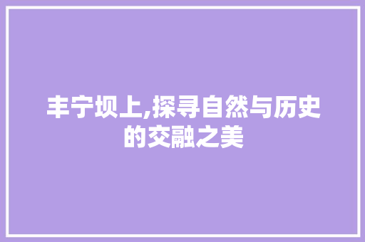 丰宁坝上,探寻自然与历史的交融之美