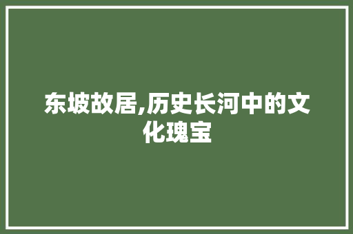 东坡故居,历史长河中的文化瑰宝