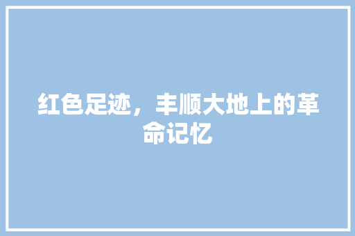 红色足迹，丰顺大地上的革命记忆