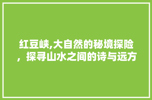 红豆峡,大自然的秘境探险，探寻山水之间的诗与远方