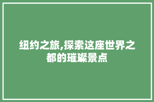 纽约之旅,探索这座世界之都的璀璨景点