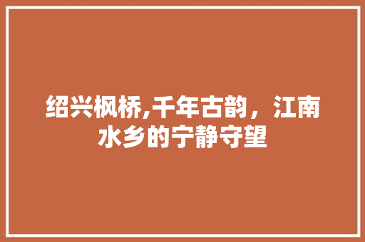 绍兴枫桥,千年古韵，江南水乡的宁静守望