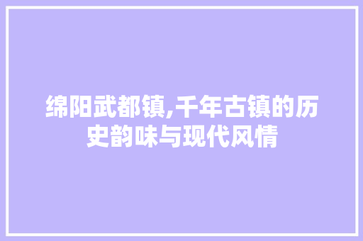 绵阳武都镇,千年古镇的历史韵味与现代风情