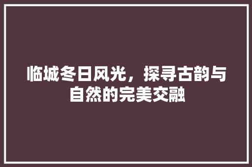 临城冬日风光，探寻古韵与自然的完美交融