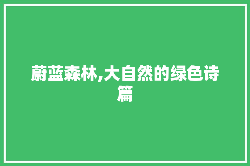 蔚蓝森林,大自然的绿色诗篇