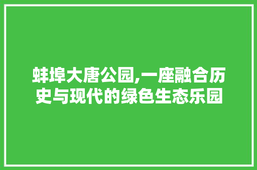 蚌埠大唐公园,一座融合历史与现代的绿色生态乐园