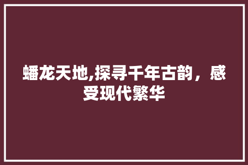 蟠龙天地,探寻千年古韵，感受现代繁华