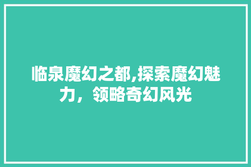 临泉魔幻之都,探索魔幻魅力，领略奇幻风光