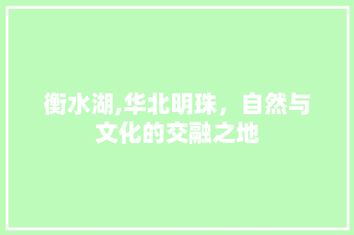 衡水湖,华北明珠，自然与文化的交融之地