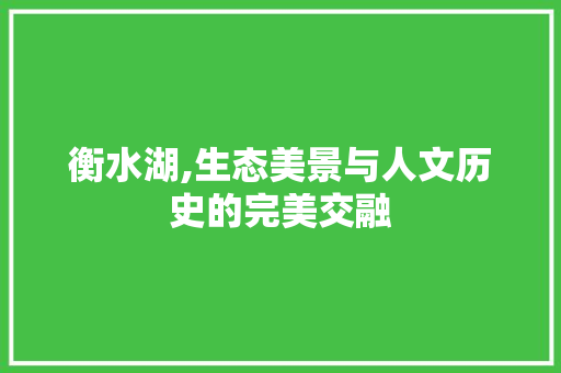 衡水湖,生态美景与人文历史的完美交融