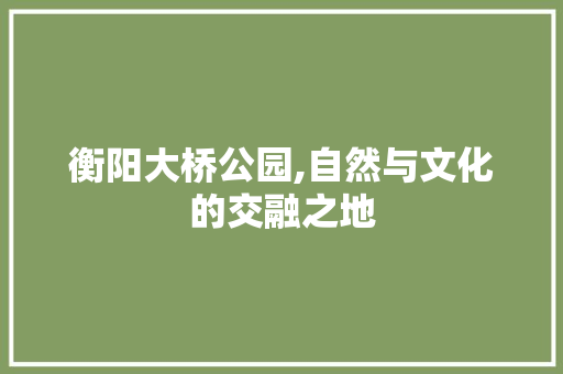 衡阳大桥公园,自然与文化的交融之地