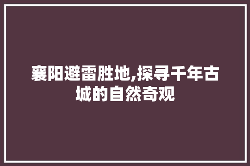 襄阳避雷胜地,探寻千年古城的自然奇观