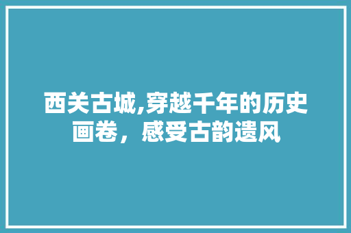 西关古城,穿越千年的历史画卷，感受古韵遗风