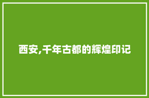 西安,千年古都的辉煌印记