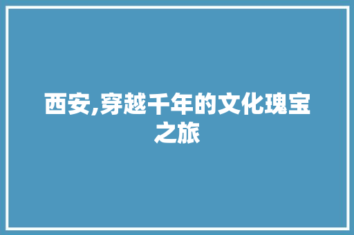 西安,穿越千年的文化瑰宝之旅